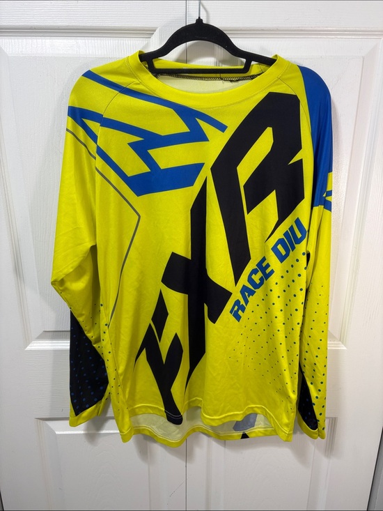 FXR Other - FXR Race Division Motocross Jersey Neon Yellow Blue Long Sleeve MX Jersey